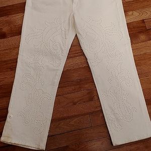 Ralph Lauren white cropped hand beaded pants 31